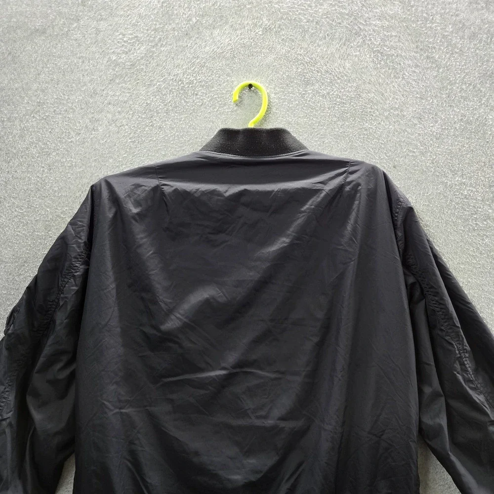 Uniqlo Men Jacket L Black Nylon Polyester MA1‎ Blouson Bomber Zipper Long Sleeve
